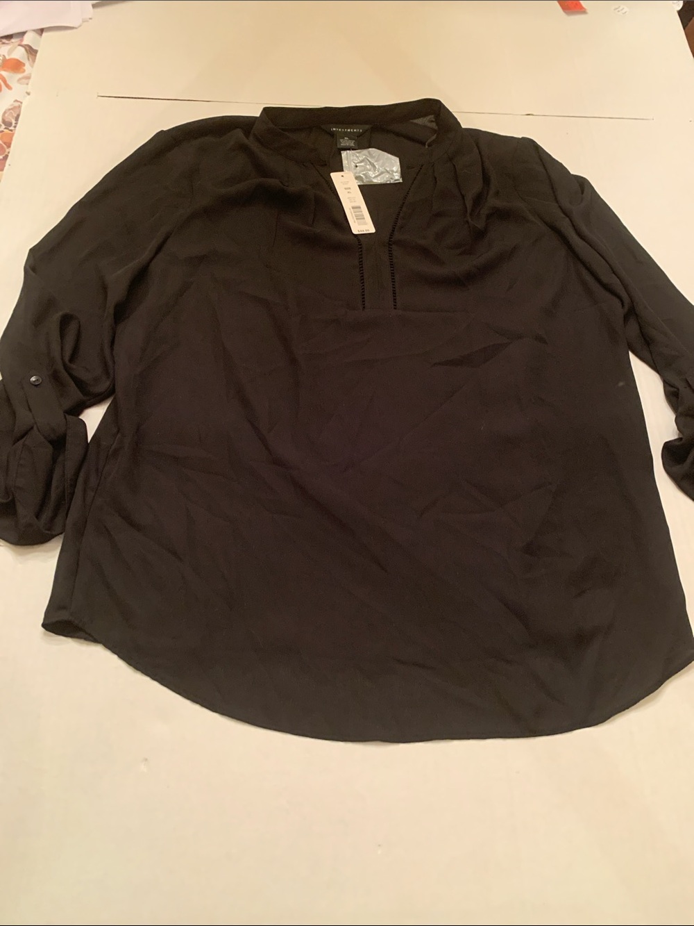 Investments Black V-Neck Women's Blouse NWT size XL
